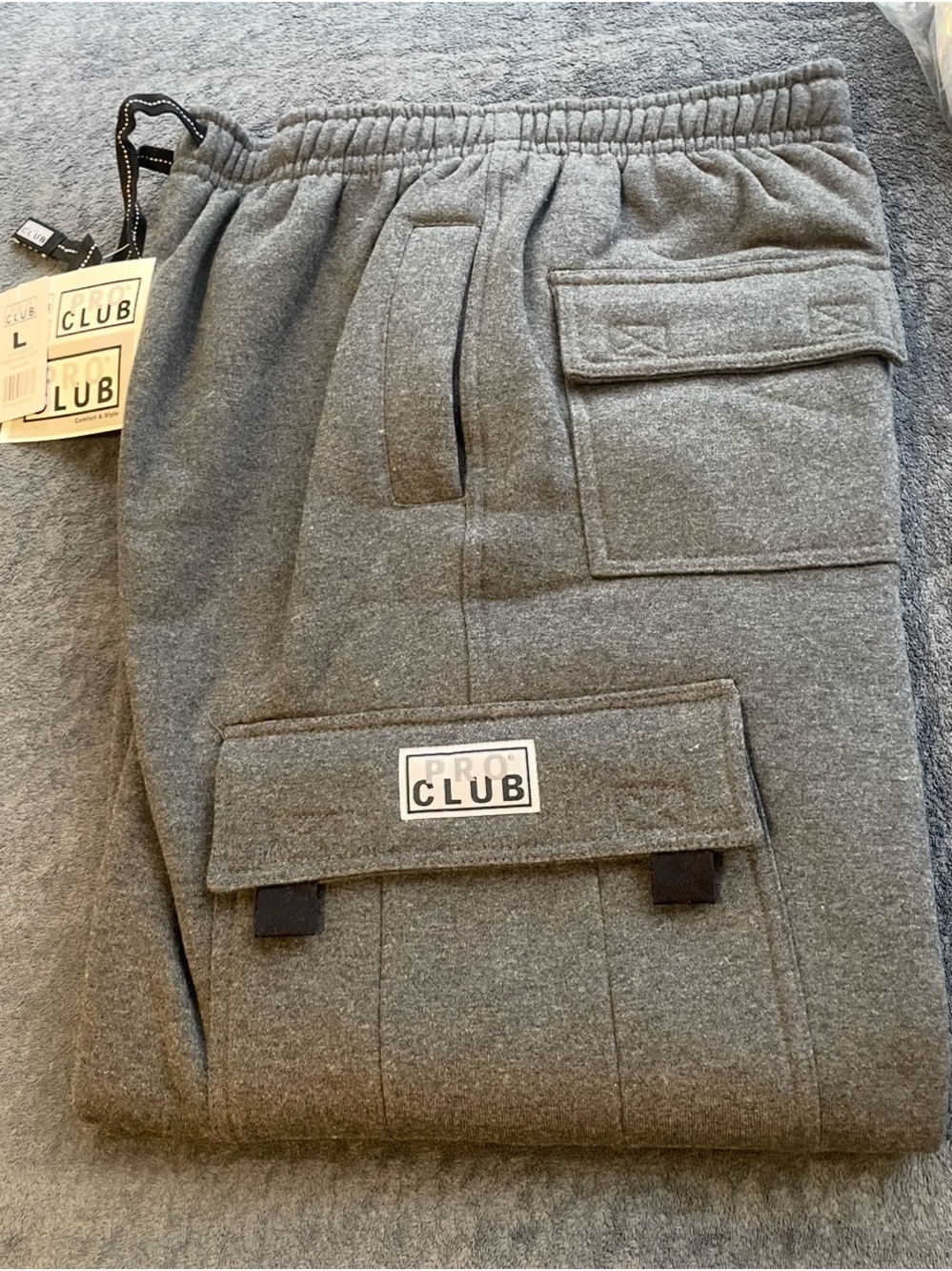 Pro Club Men's Gray Cargo Sweatpants
